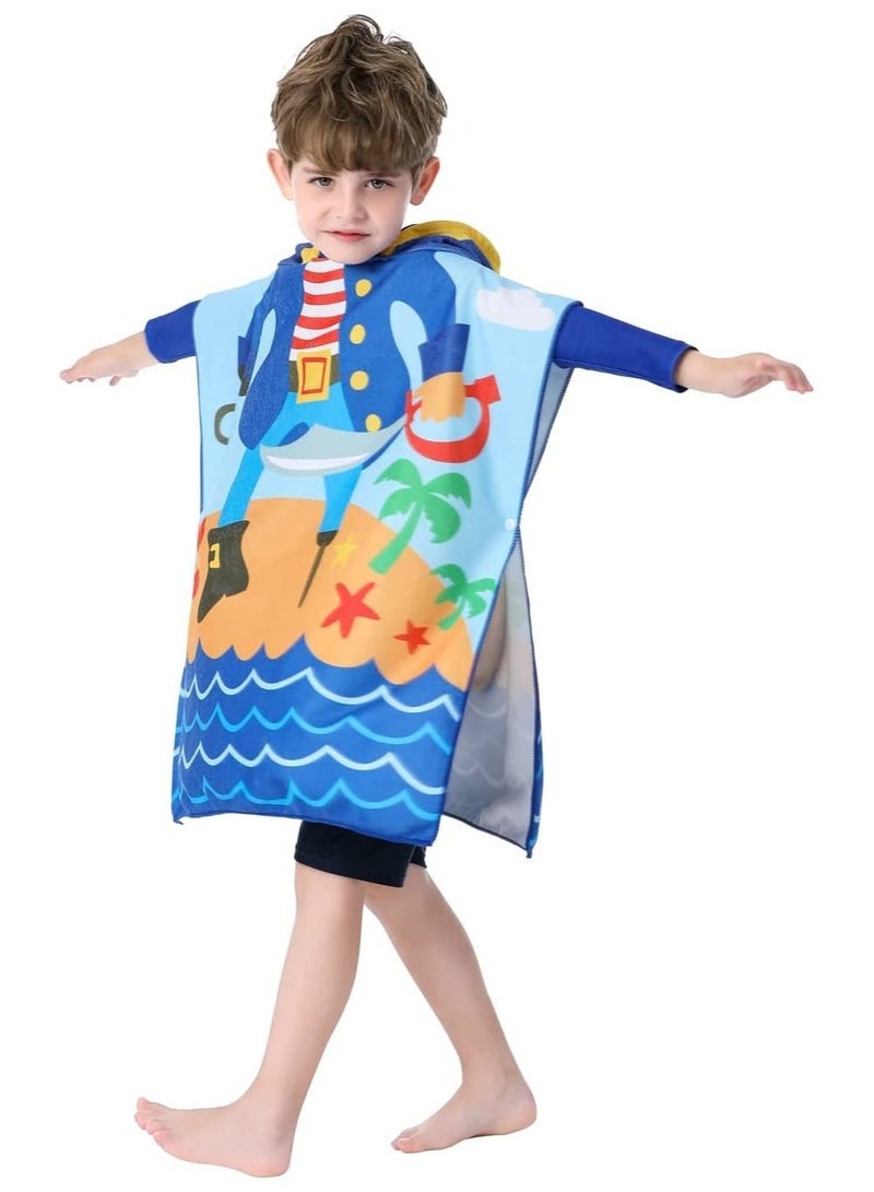Kids Bath Towel for 1-6 Years Toddler, 1Pcs Kids Hooded Towel, Microfiber Bath Towel Super Soft Robe Poncho Bathrobe, Boys Girls Swimming Beach Holiday Water Playing Pool Bath Coverups (Pirate) - Image 5